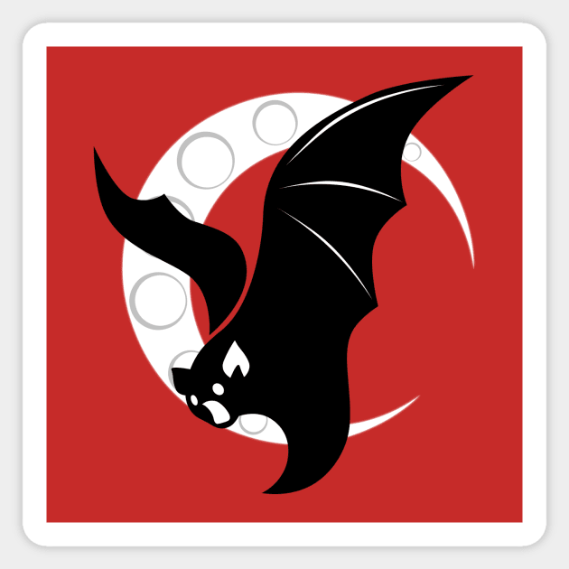 Bat Flying Crescent Moon Digital Art T-Shirt Design Sticker by DaniNaps Designs